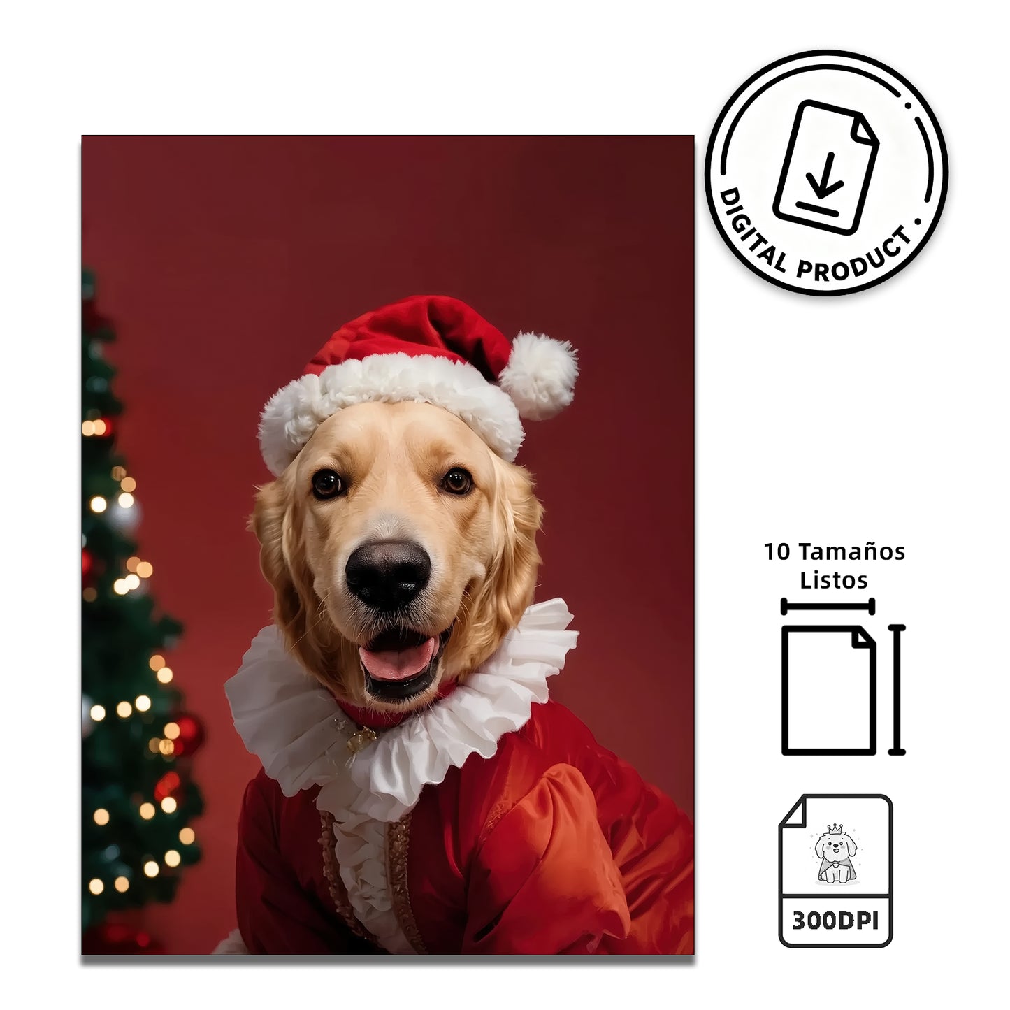 Retrato navideño para mascota