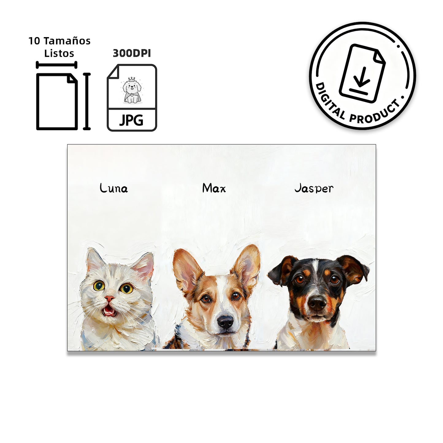 Pintura al óleo - 3 Mascotas