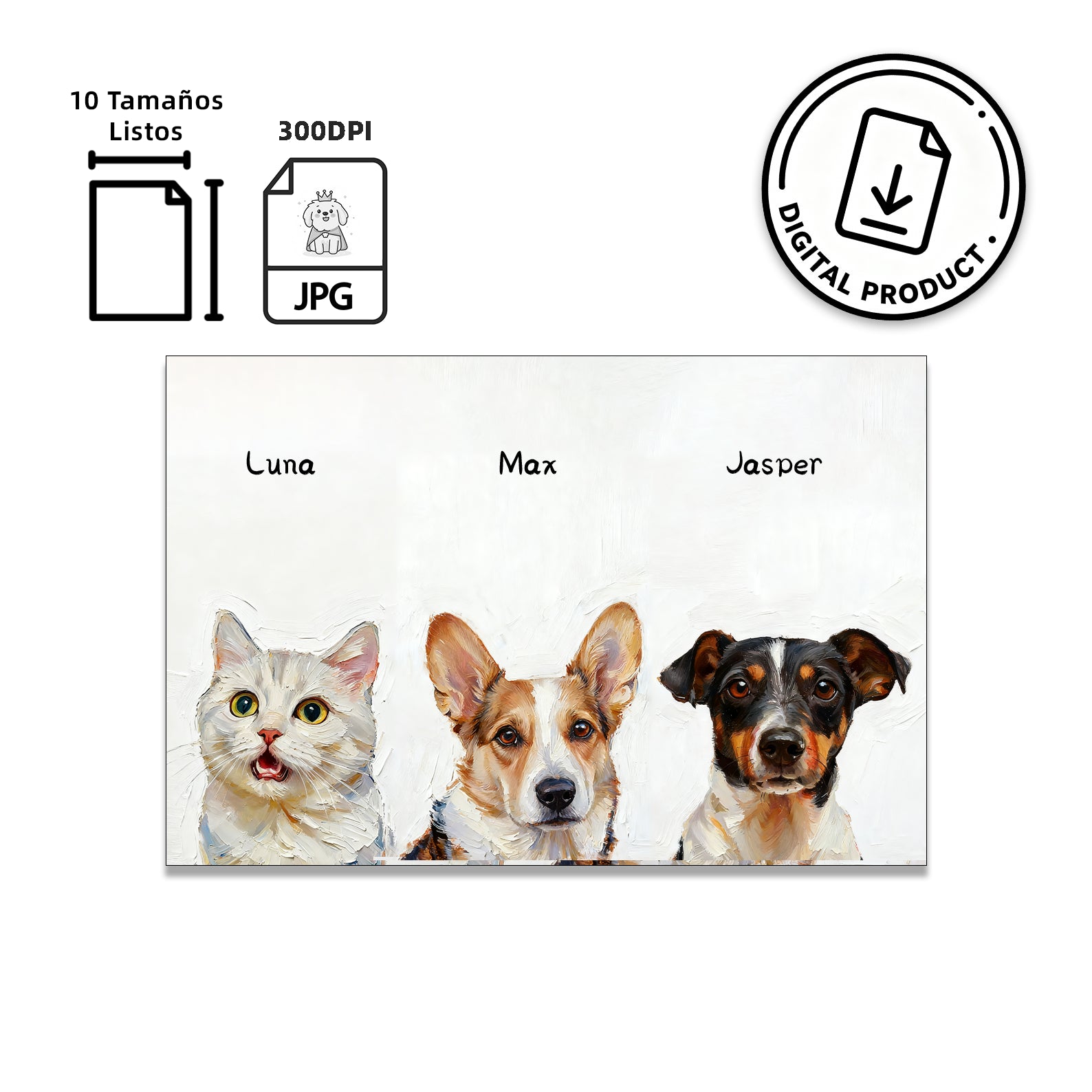 Pintura al óleo - 3 Mascotas
