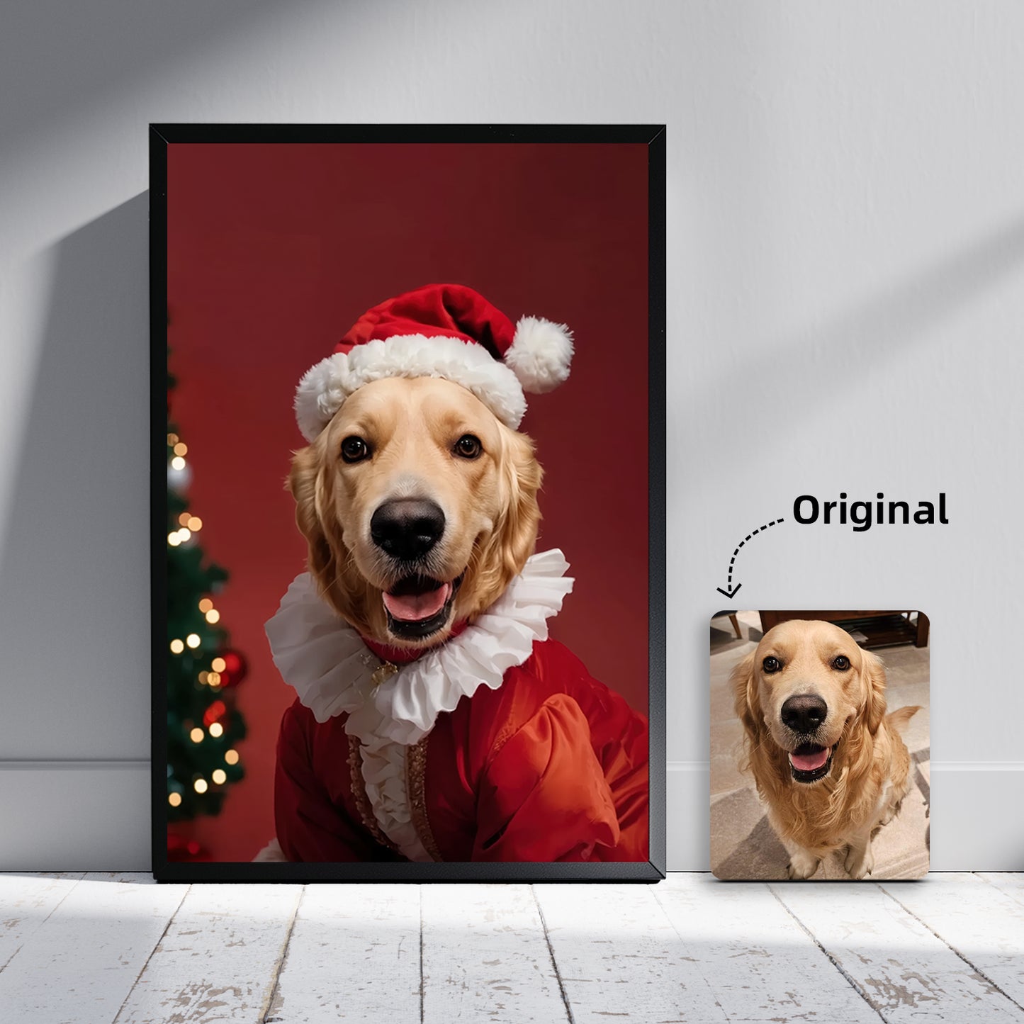 Retrato navideño para mascota